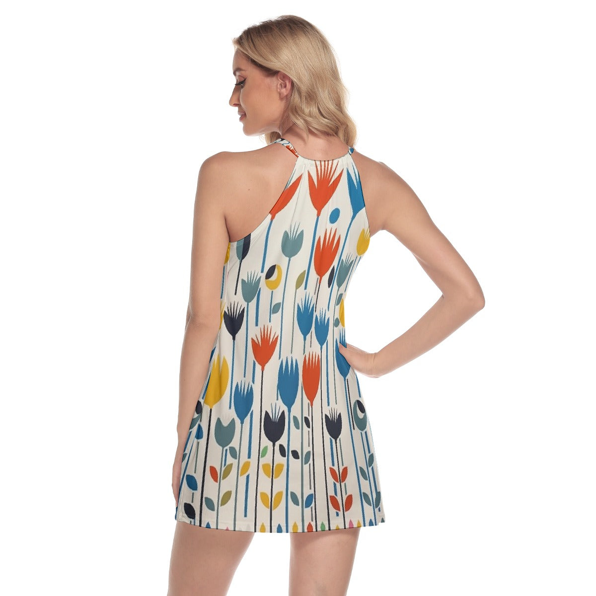 All-Over Print Women's Round Neck Above Knee Dress