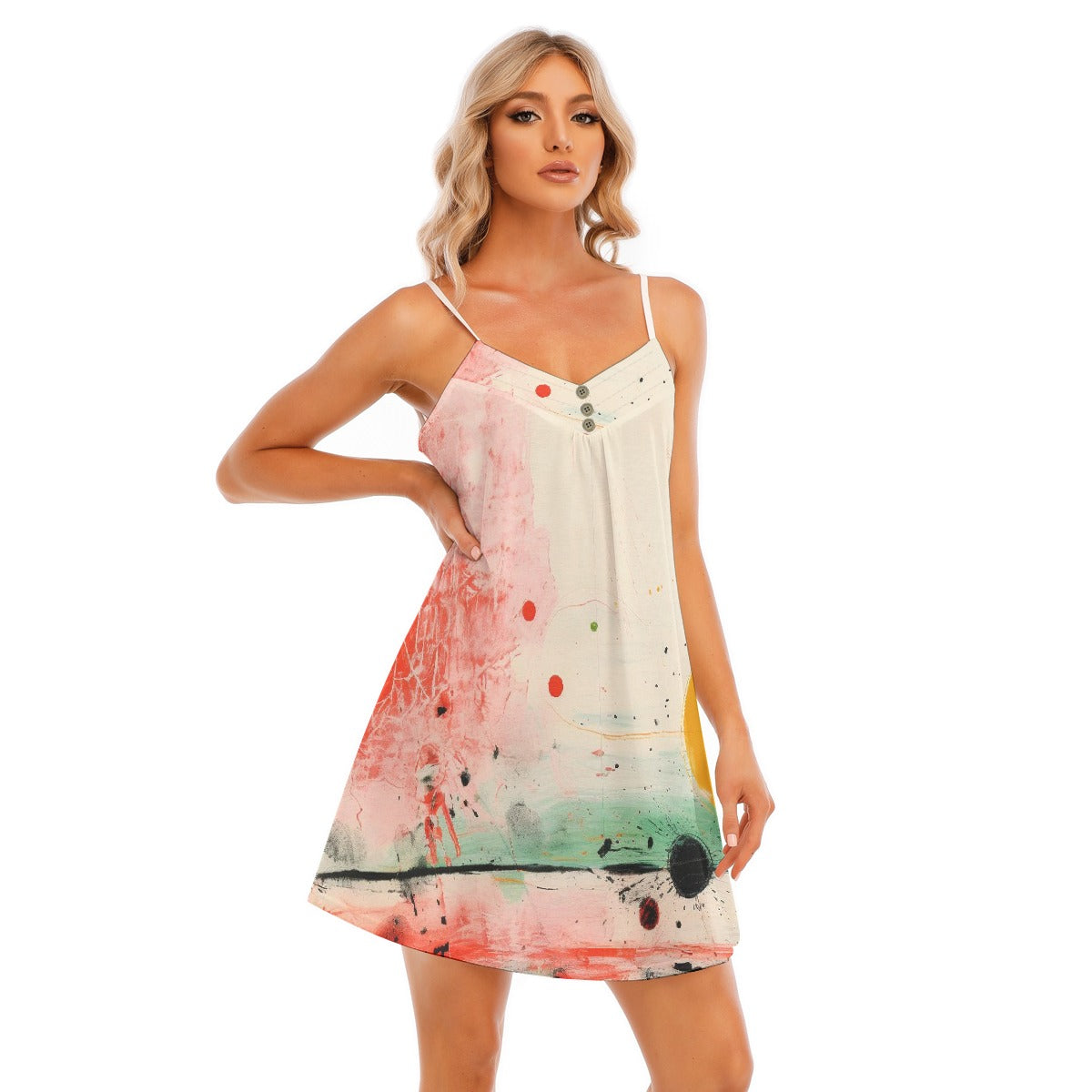 All-Over Print Women's V-neck Cami Dress