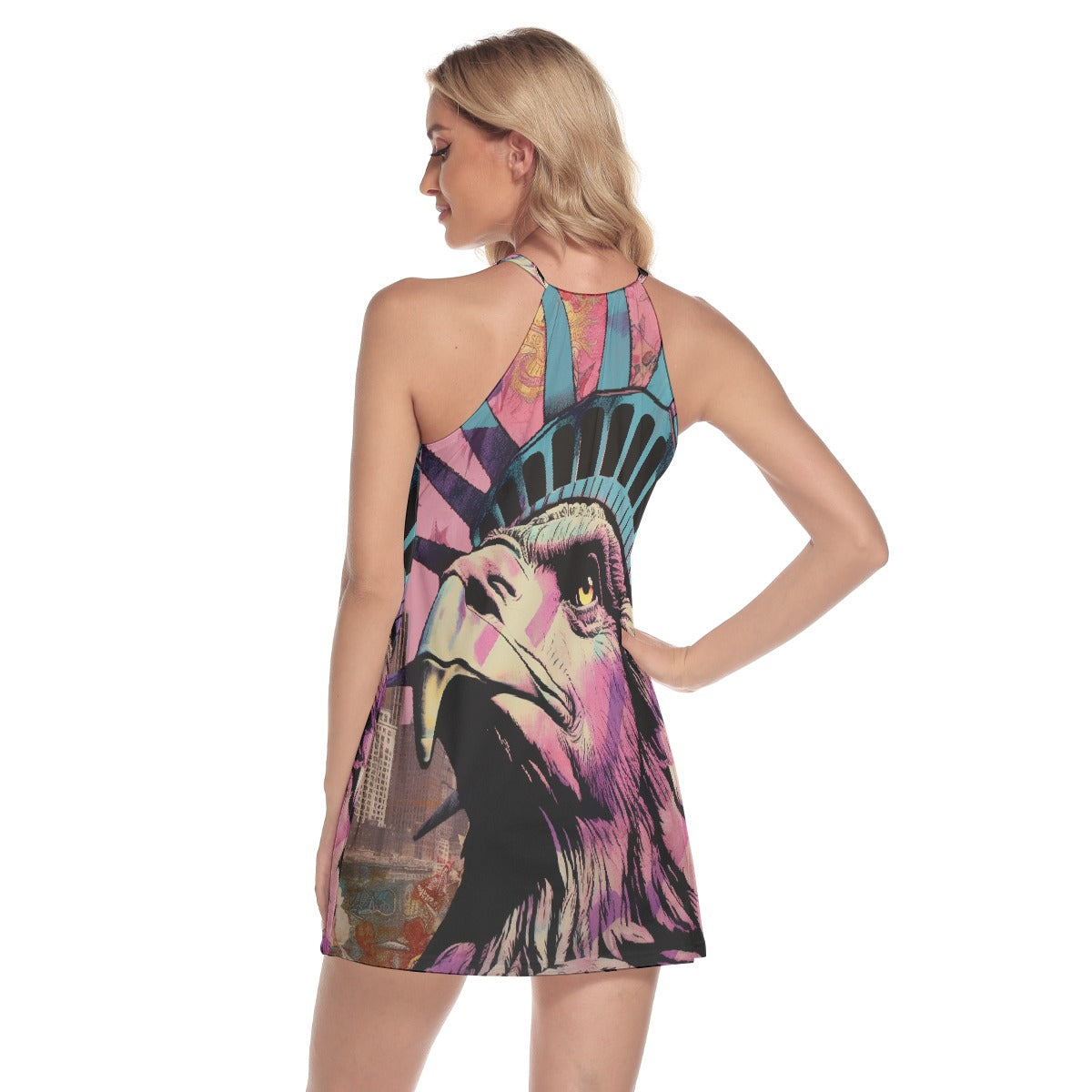 All-Over Print Women's Round Neck Above Knee Dress