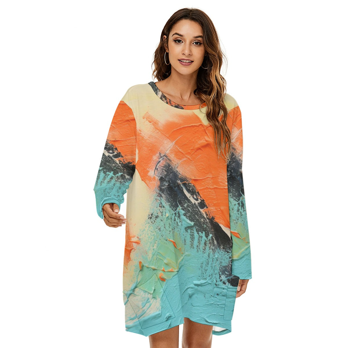 All-Over Print  Women's Loose Crew Neck Dress