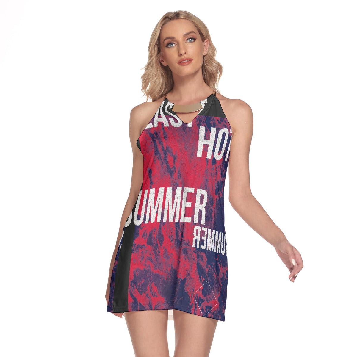 All-Over Print Women's Round Neck Above Knee Dress