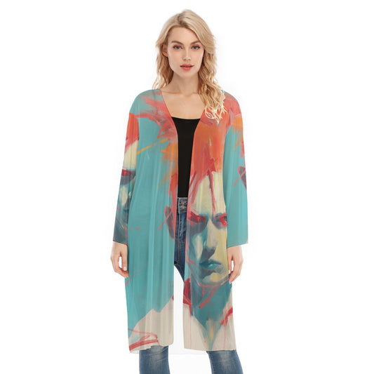 All- Over Print Women's Long Sleeve Mesh Cardigan