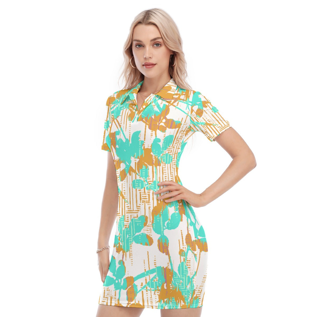 All-Over Print Women's Polo Collar Dress