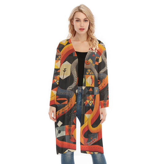 All- Over Print Women's Long Sleeve Mesh Cardigan