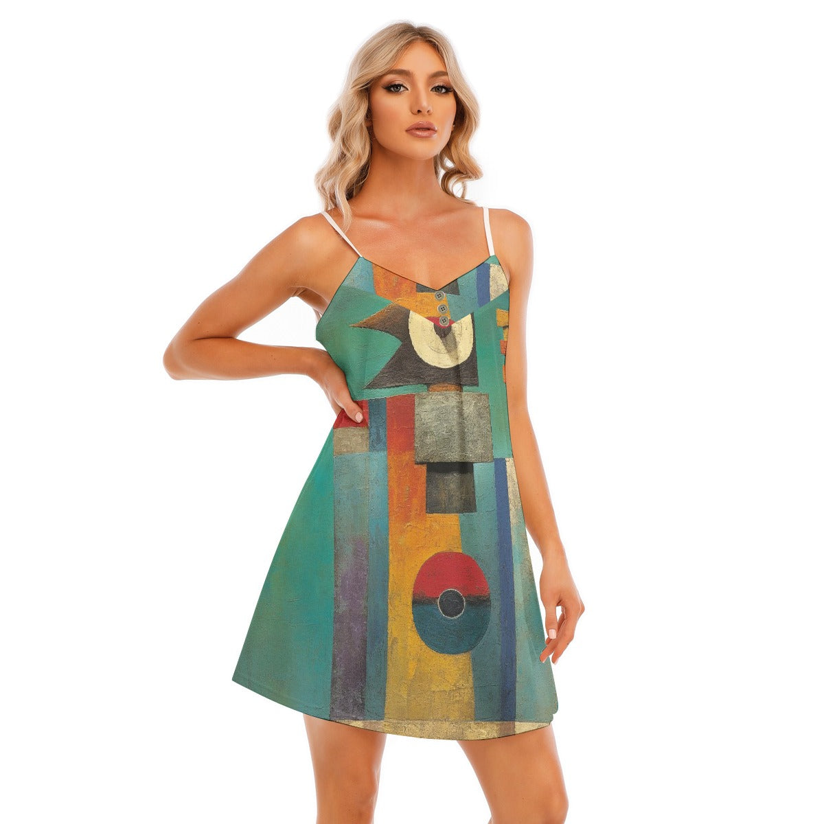 All-Over Print Women's V-neck Cami Dress