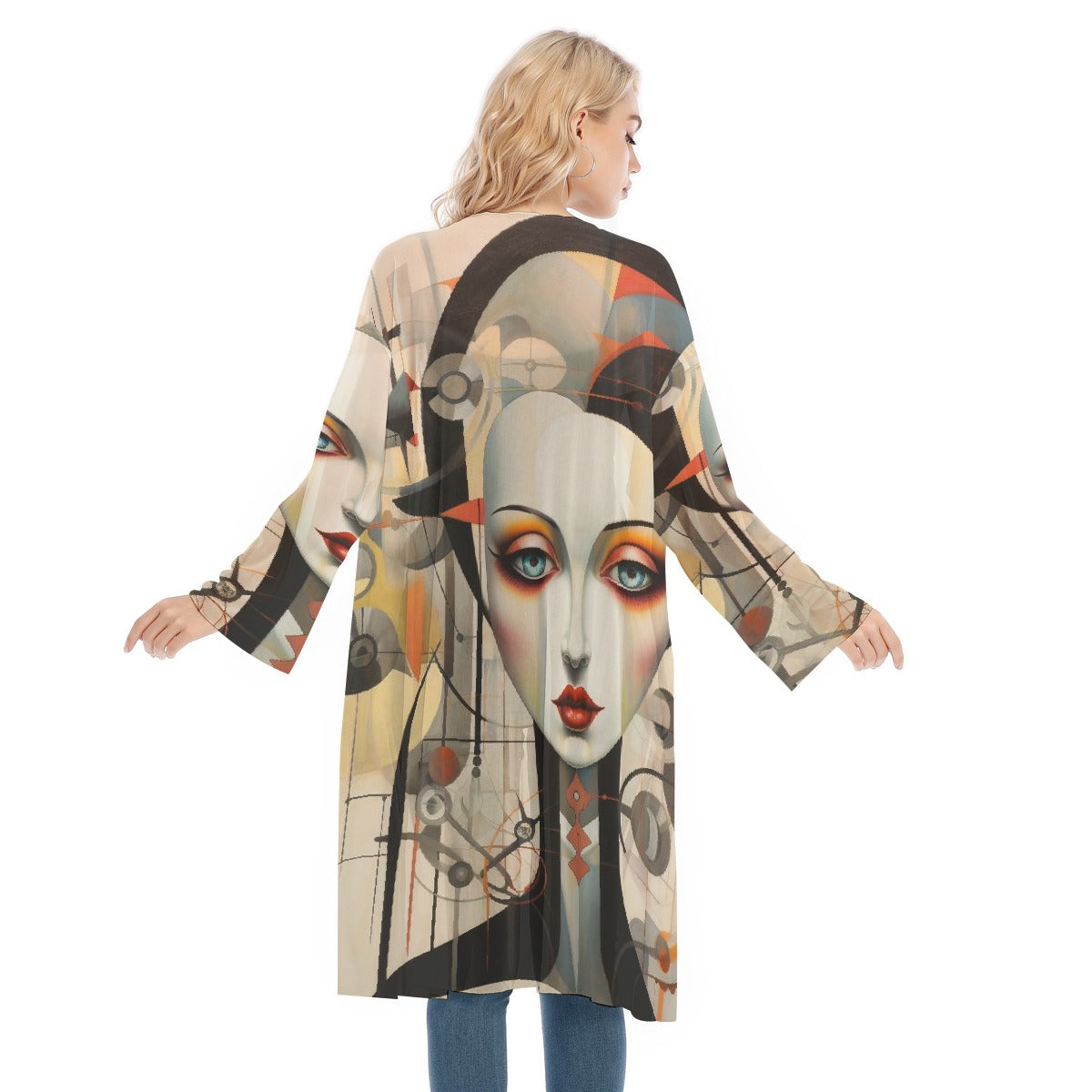 All- Over Print Women's Long Sleeve Mesh Cardigan