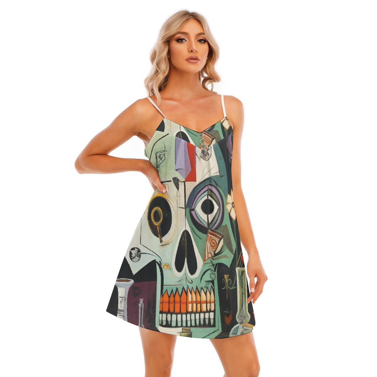 All-Over Print Women's V-neck Cami Dress