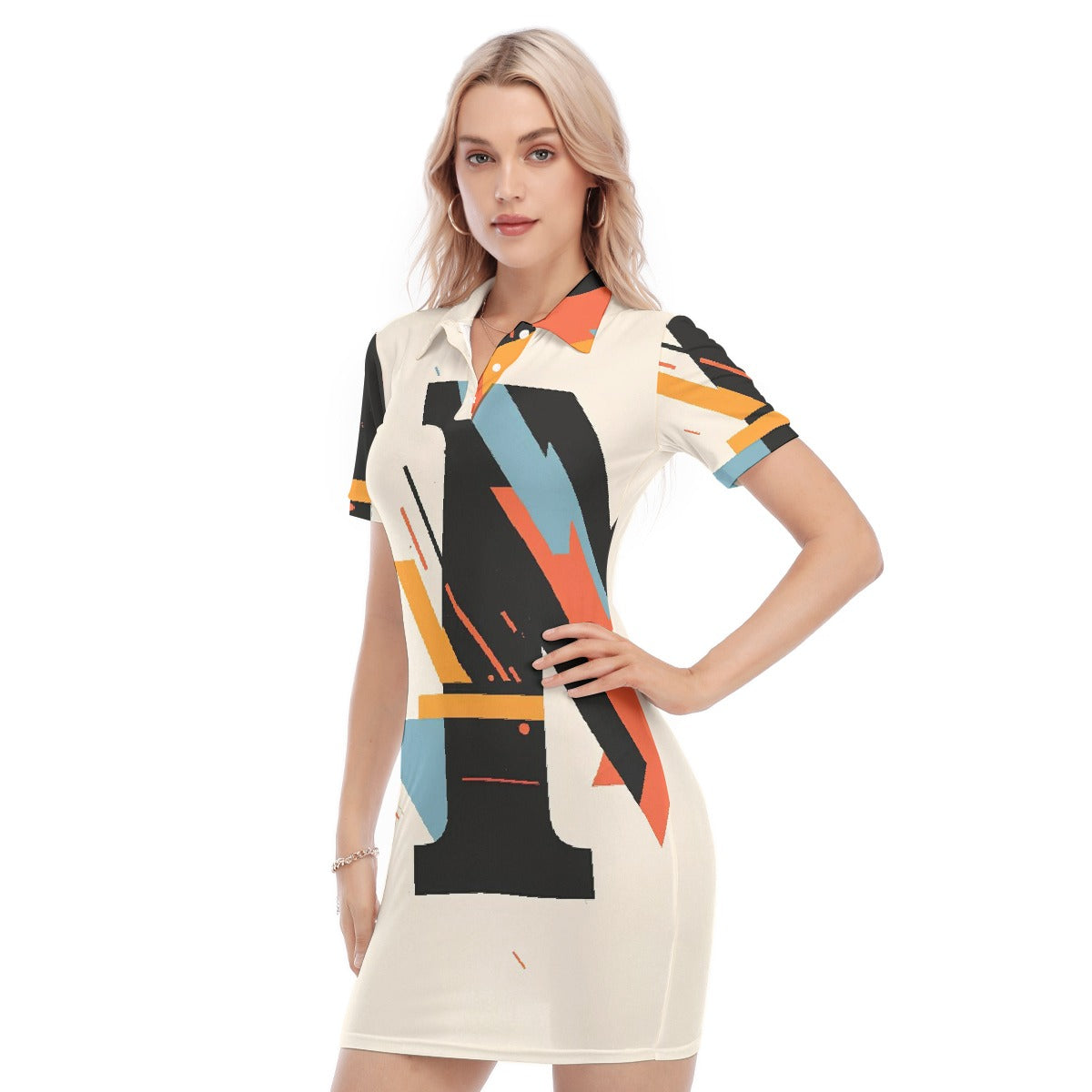 All-Over Print Women's Polo Collar Dress