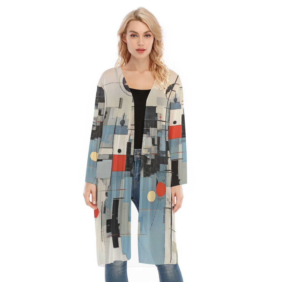 All- Over Print Women's Long Sleeve Mesh Cardigan