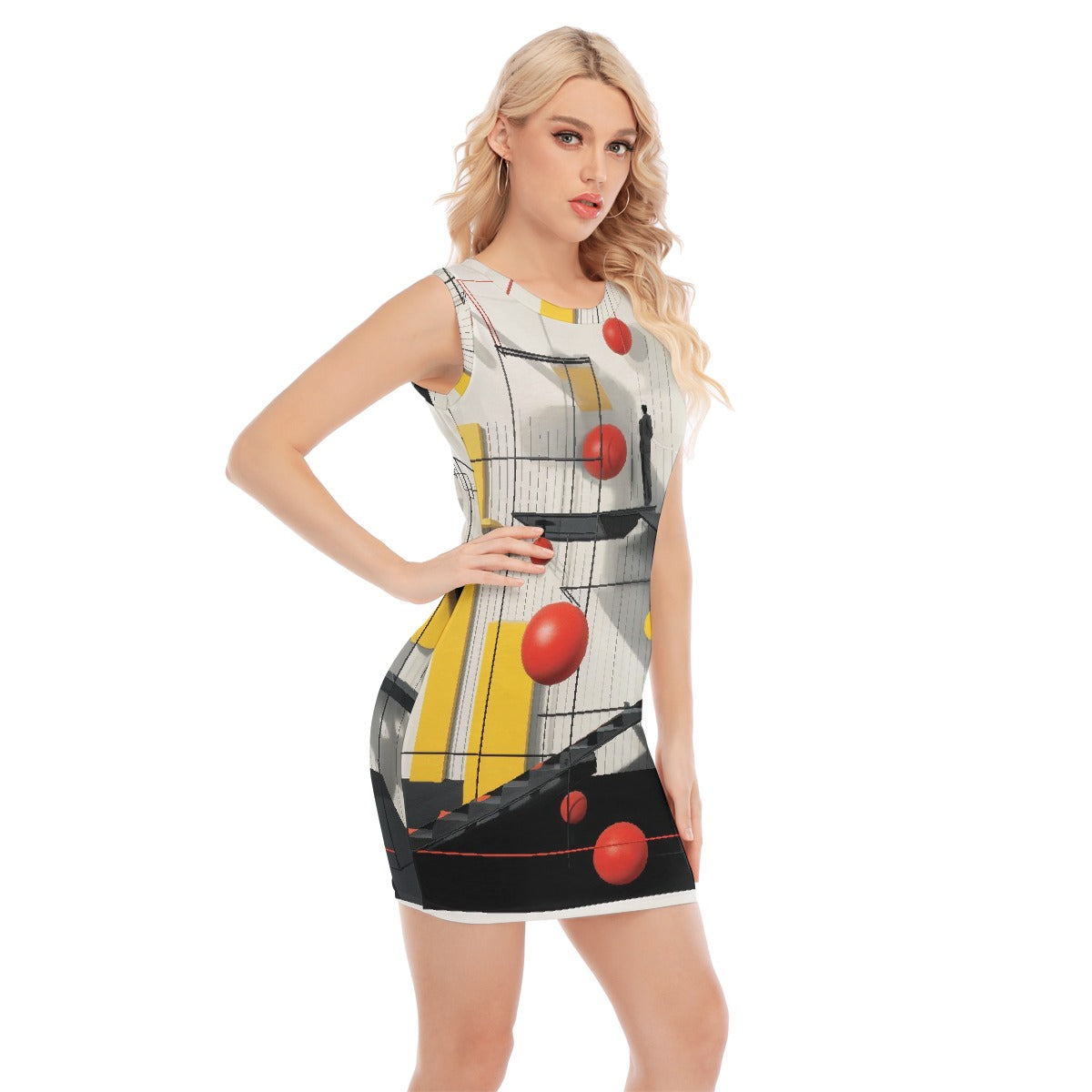 All-Over Print Women's O-neck Sleeveless Hip Skirt