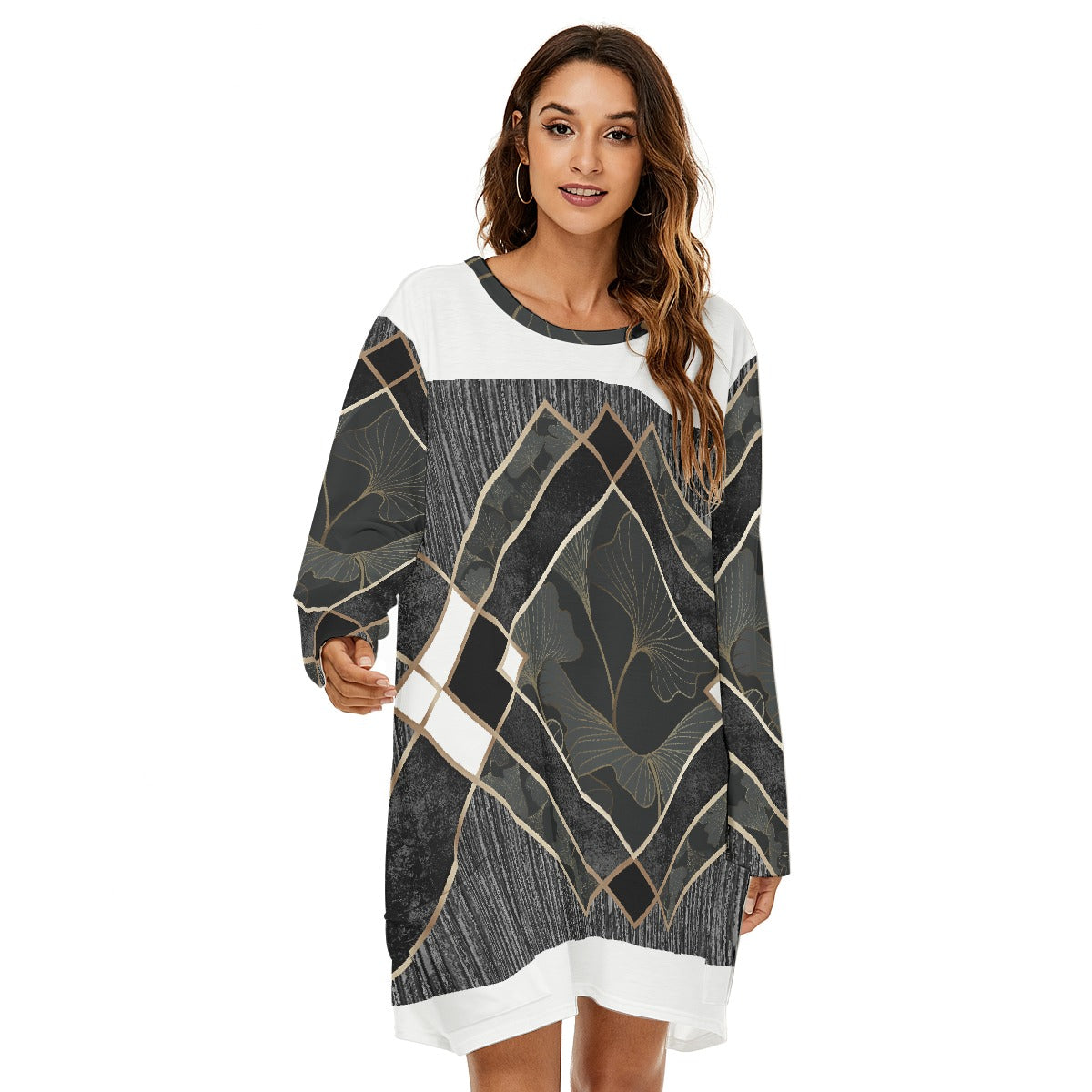 All-Over Print  Women's Loose Crew Neck Dress