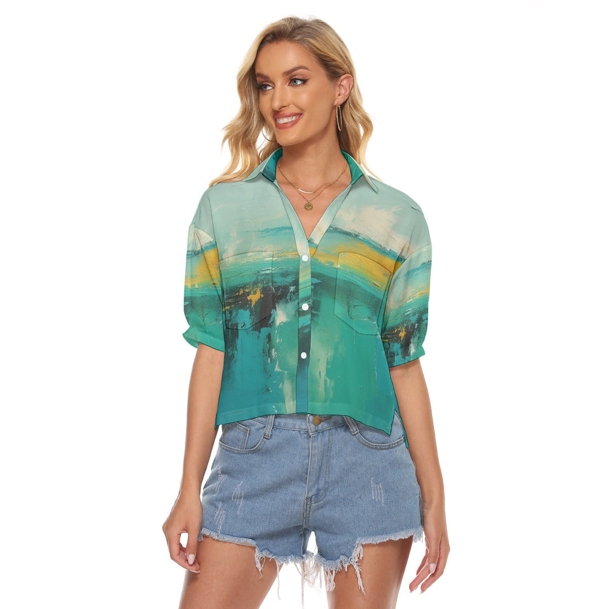 All-Over Print Women's V-neck Shirts