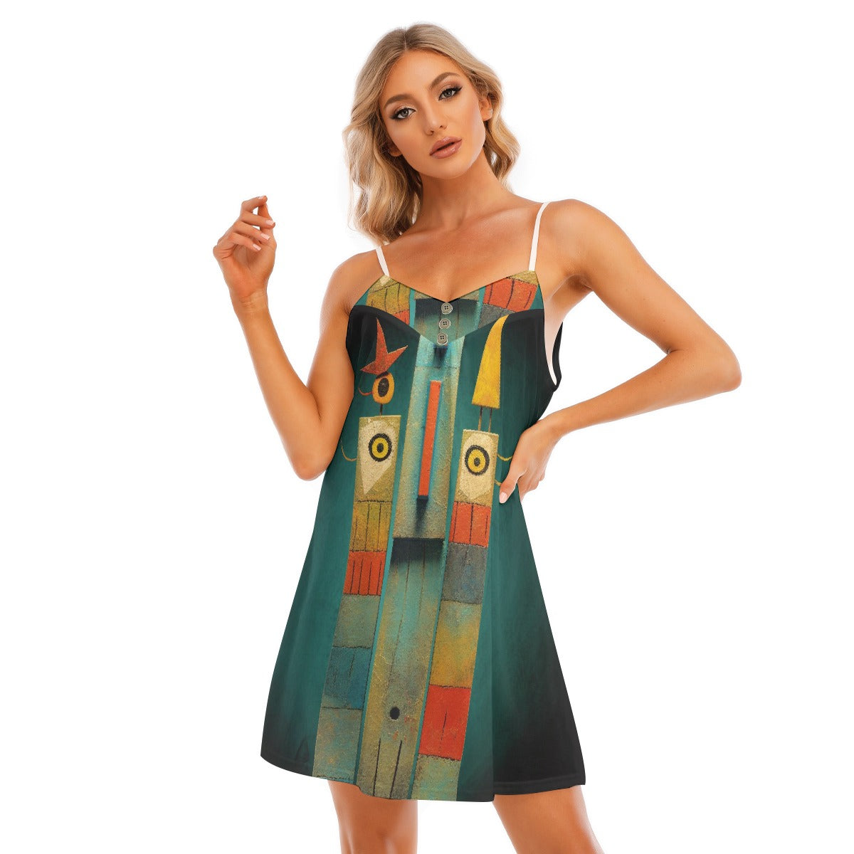 All-Over Print Women's V-neck Cami Dress