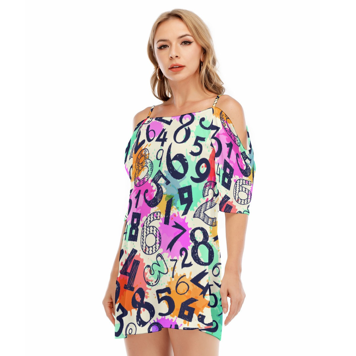 All-Over Print Women's Off-shoulder Cami Dress