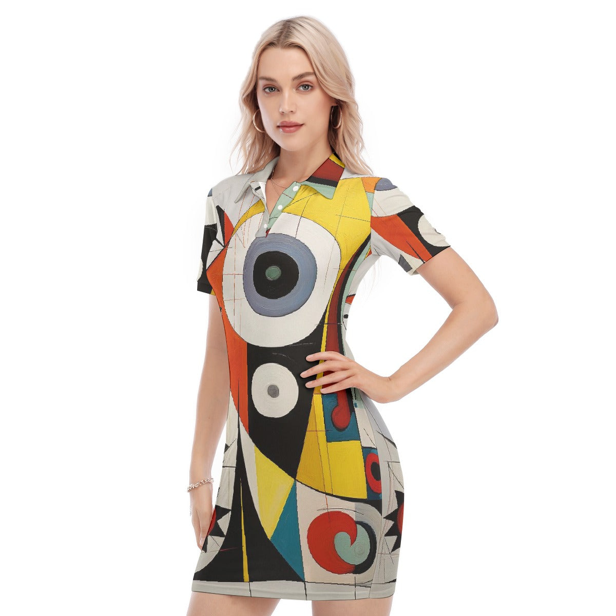 All-Over Print Women's Polo Collar Dress