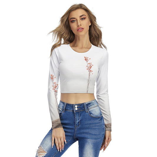 All-Over Print Women's Round Neck Crop Top T-Shirt