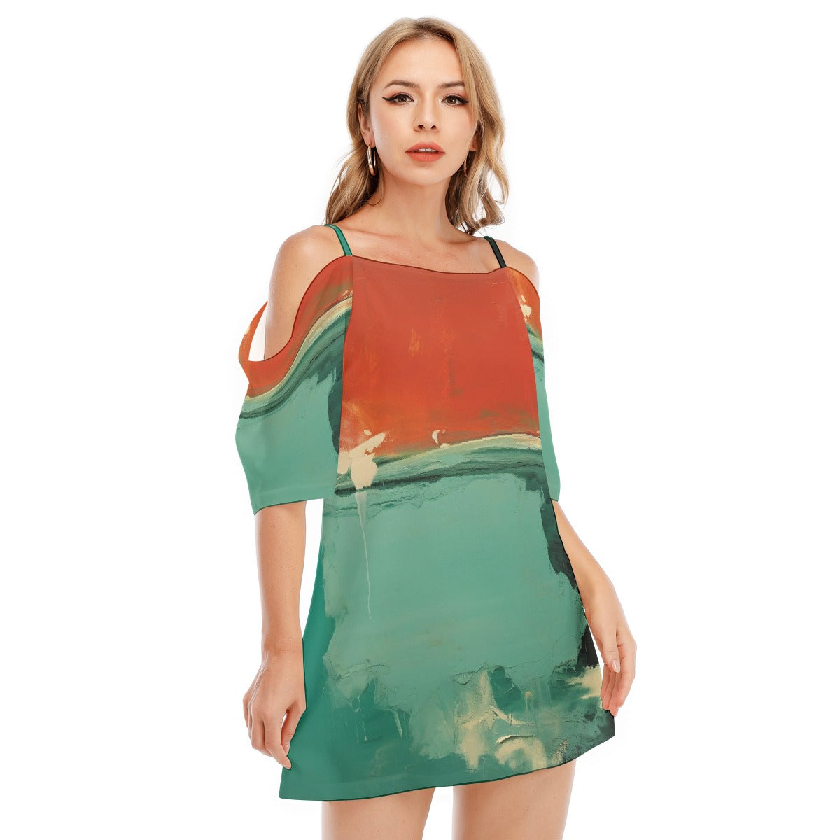 All-Over Print Women's Off-shoulder Cami Dress