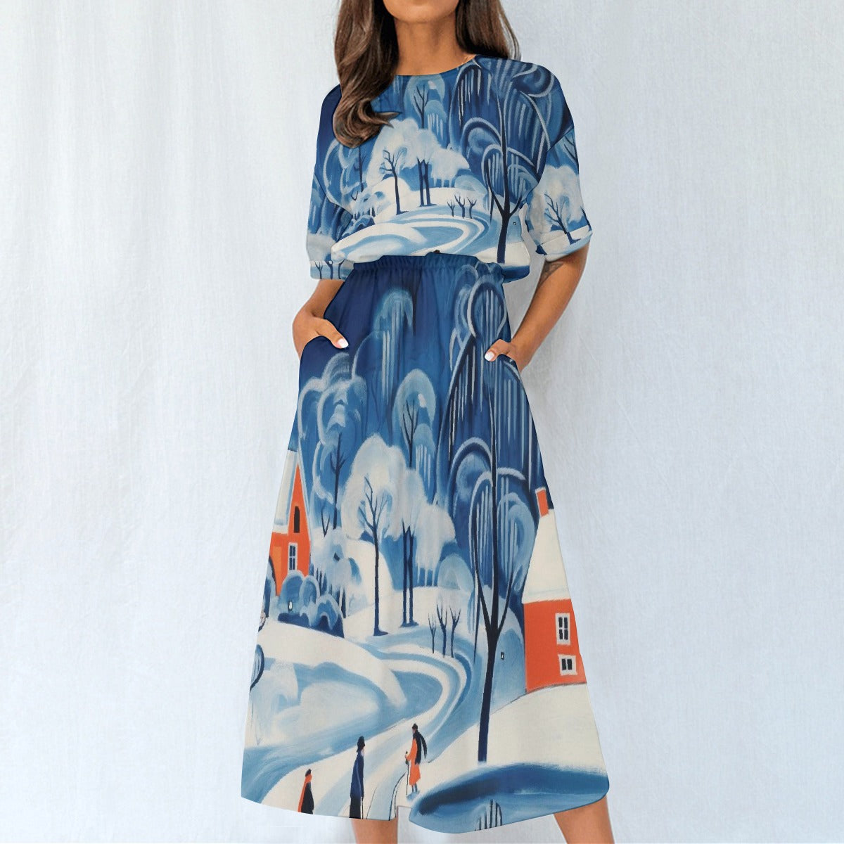 All-Over Print Women's Elastic Waist Dress