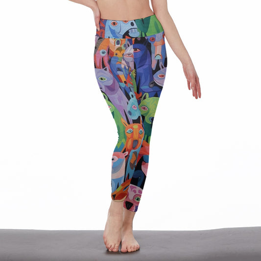 All-Over Print Women's High Waist Leggings | Side Stitch Closure