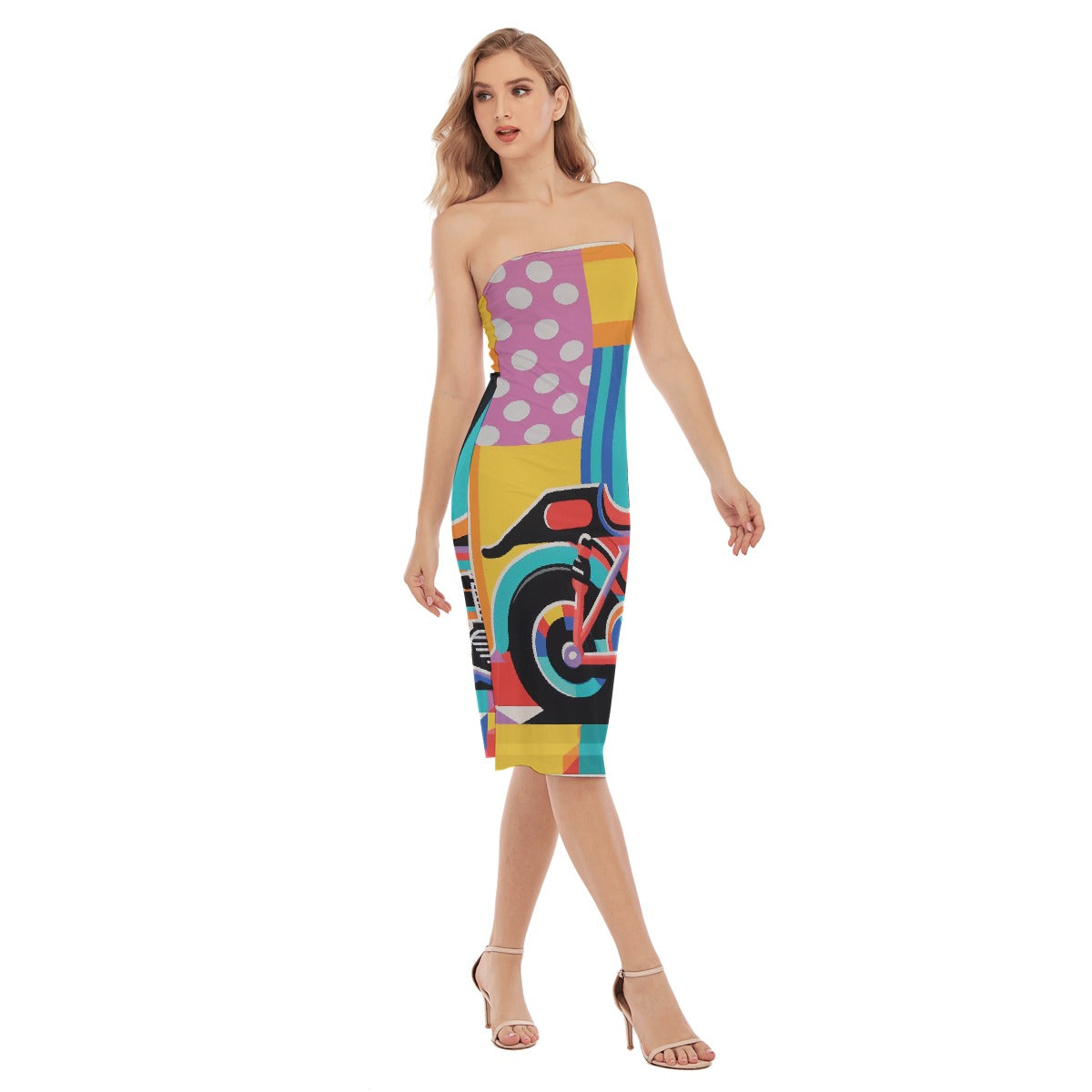 All-Over Print Women's Side Split Tube Top Dress