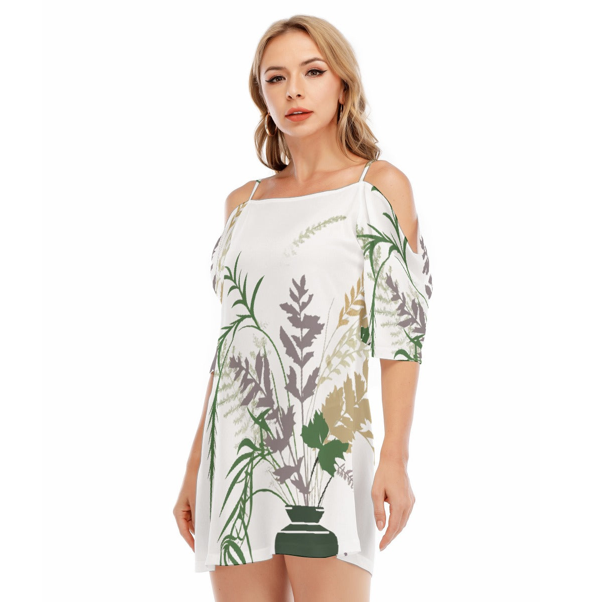 All-Over Print Women's Off-shoulder Cami Dress