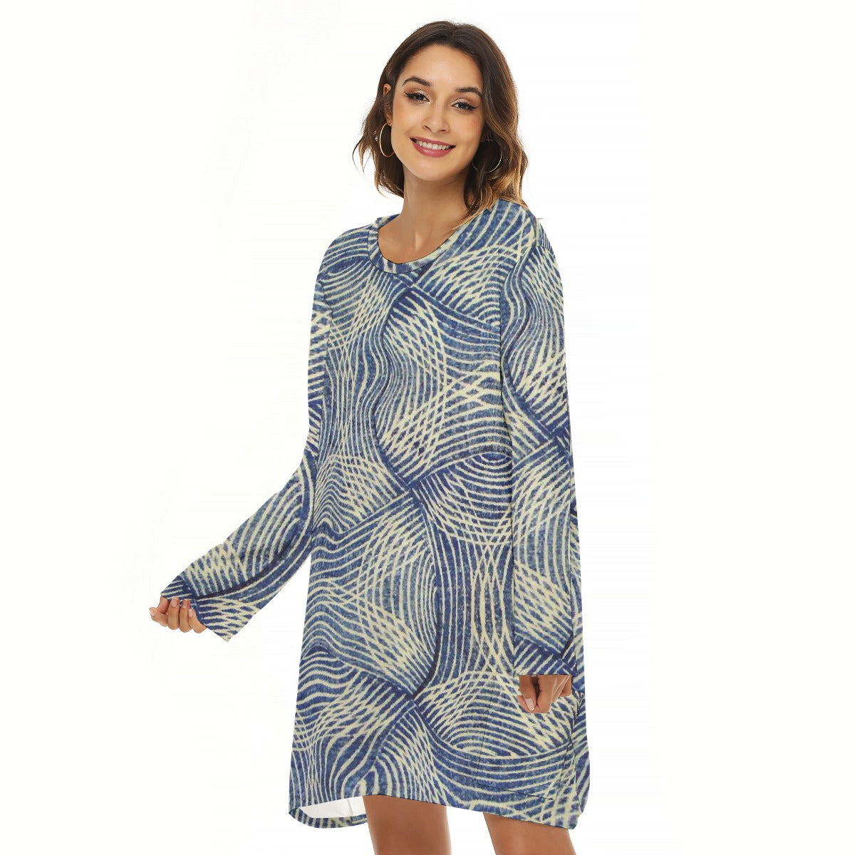 All-Over Print  Women's Loose Crew Neck Dress