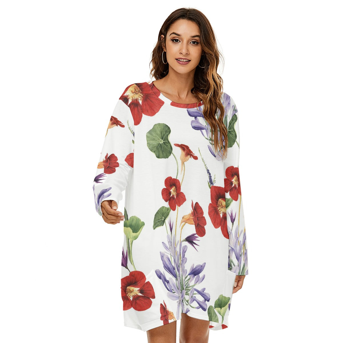 All-Over Print  Women's Loose Crew Neck Dress