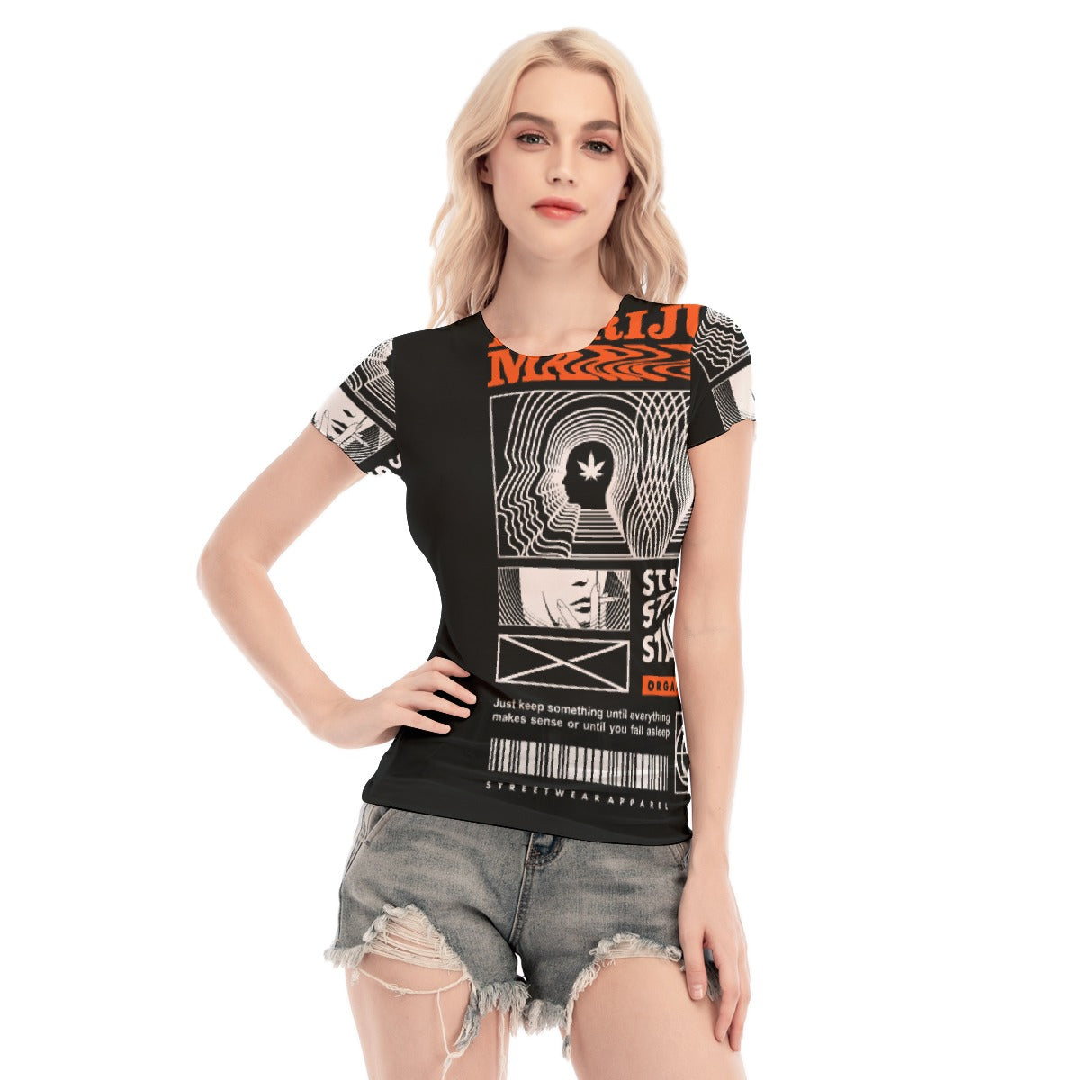 All-Over Print Women's Short Sleeve Mesh Blouse