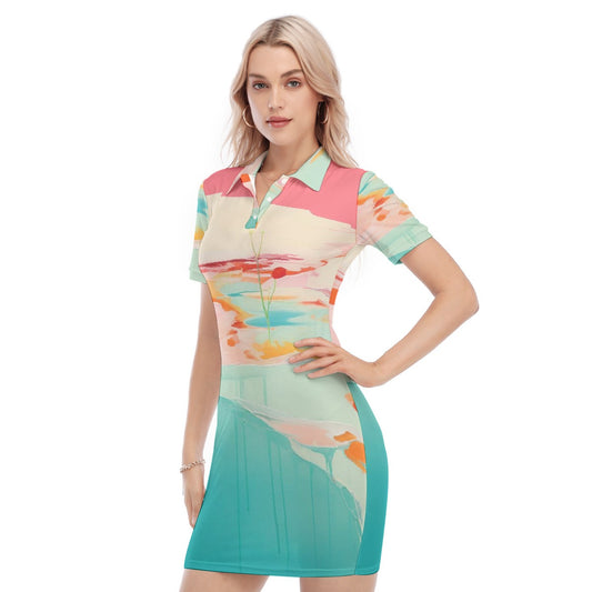 All-Over Print Women's Polo Collar Dress