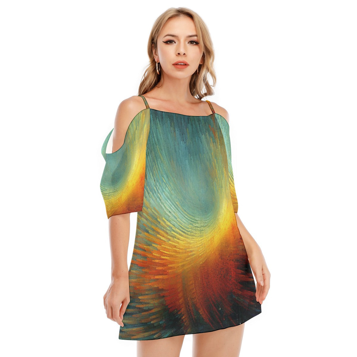 All-Over Print Women's Off-shoulder Cami Dress