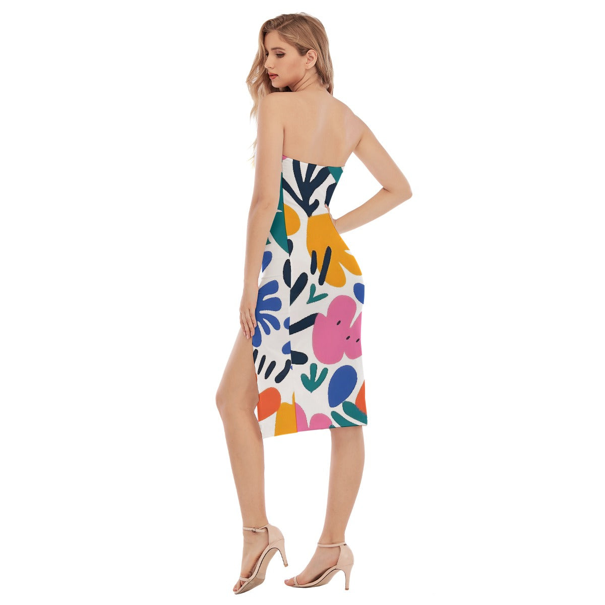 All-Over Print Women's Side Split Tube Top Dress