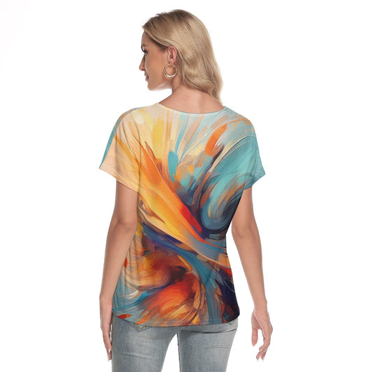 All-Over Print Women's Loose V-neck Short Sleeve T-shirt