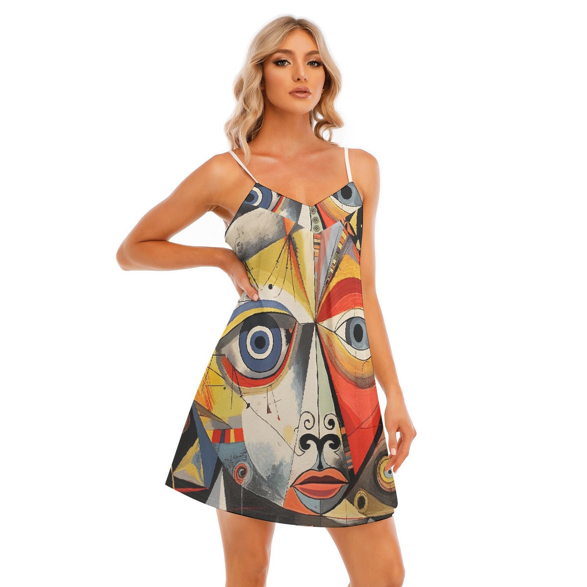 All-Over Print Women's V-neck Cami Dress