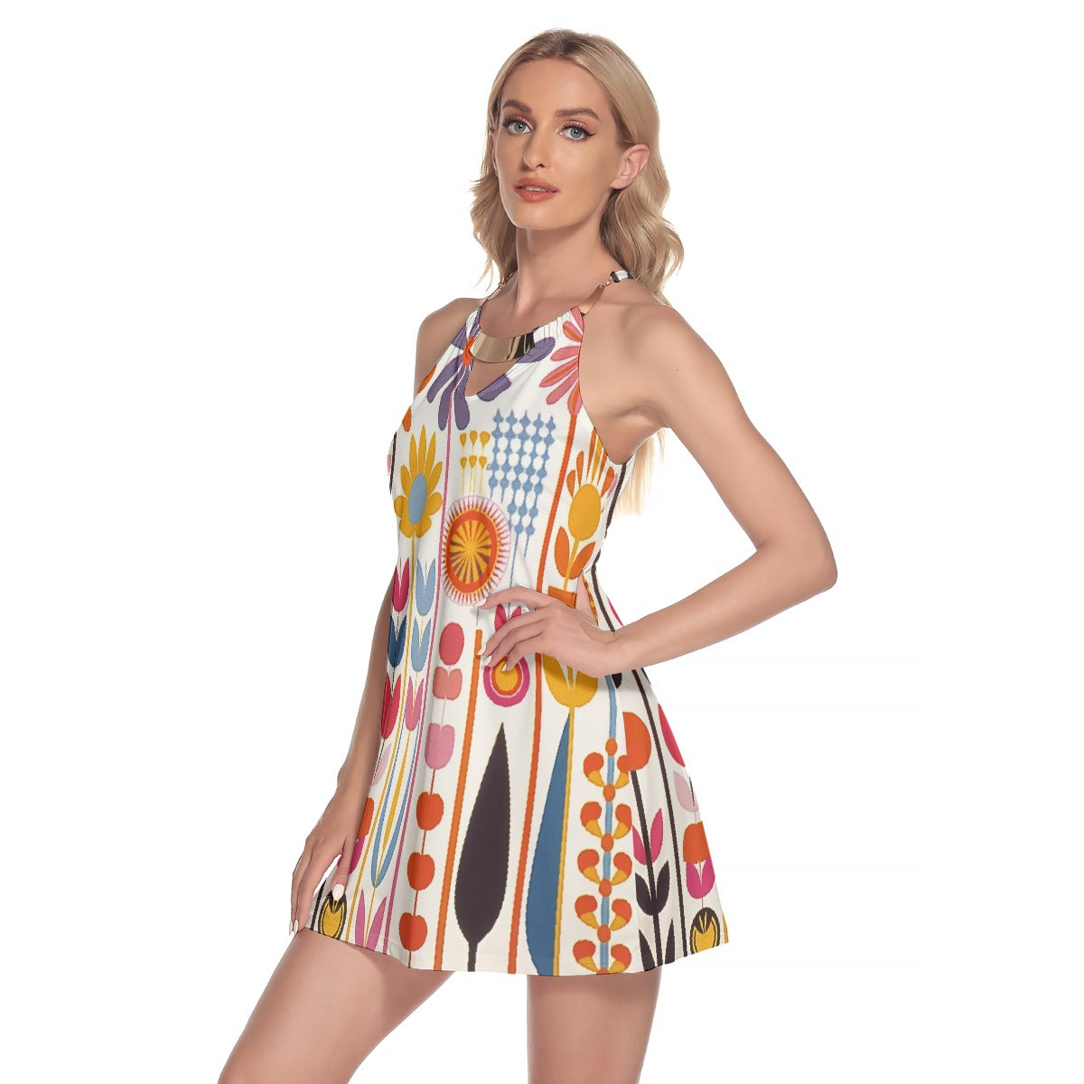 All-Over Print Women's Round Neck Above Knee Dress