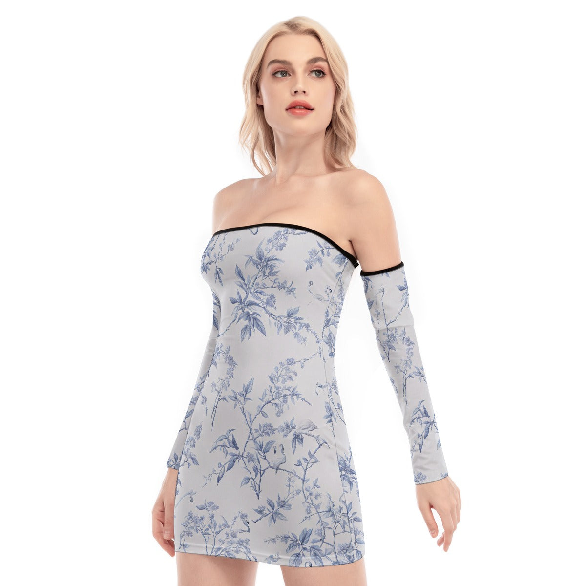 All-Over Print Women's Off-shoulder Back Lace-up Dress