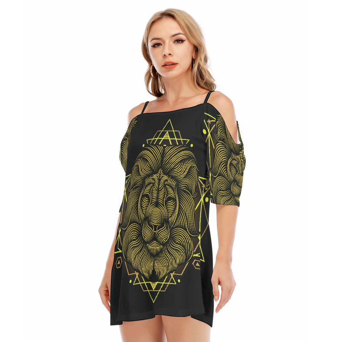 All-Over Print Women's Off-shoulder Cami Dress