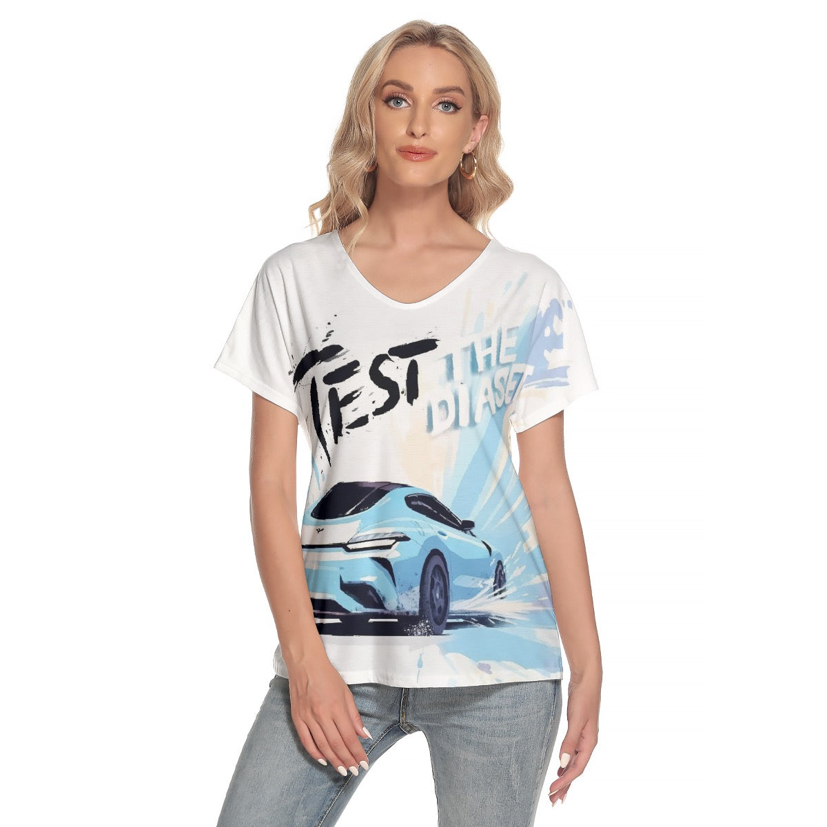 All-Over Print Women's Loose V-neck Short Sleeve T-shirt