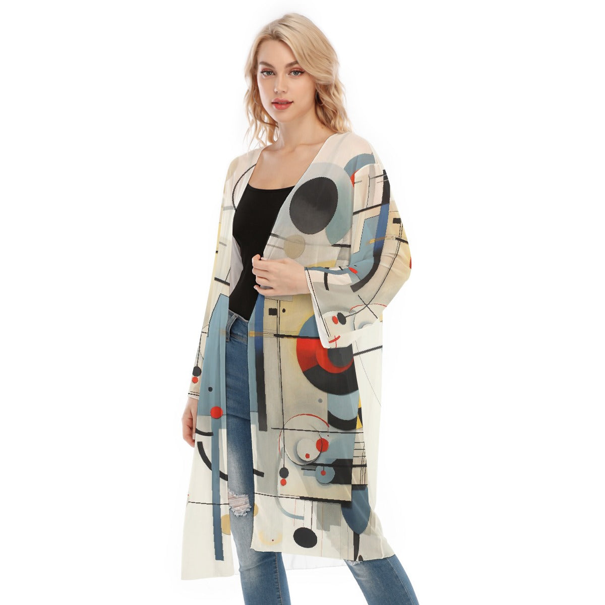 All- Over Print Women's Long Sleeve Mesh Cardigan