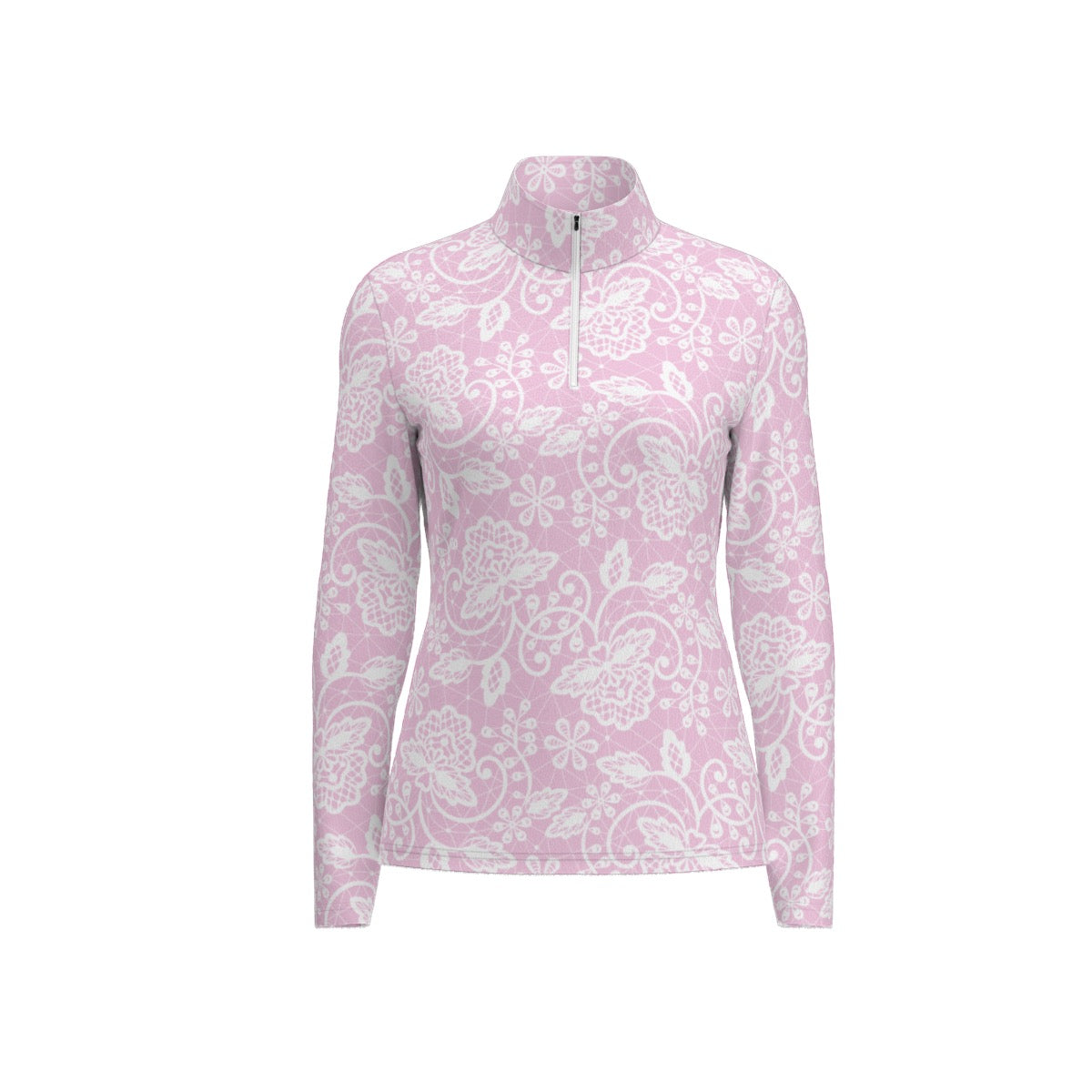 All-Over Print Women's Sports Collar Jersey With Long Sleeve