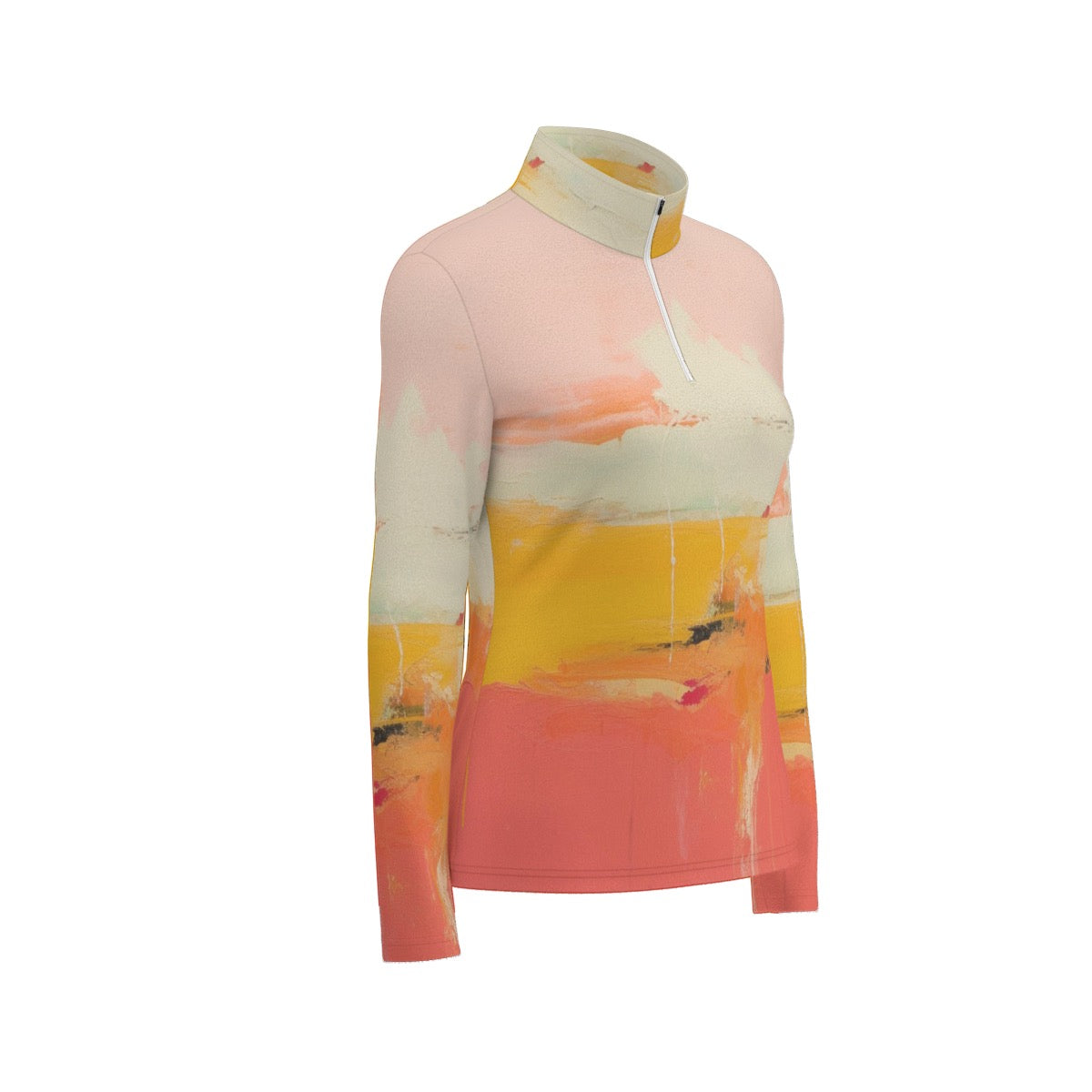 All-Over Print Women's Sports Collar Jersey With Long Sleeve