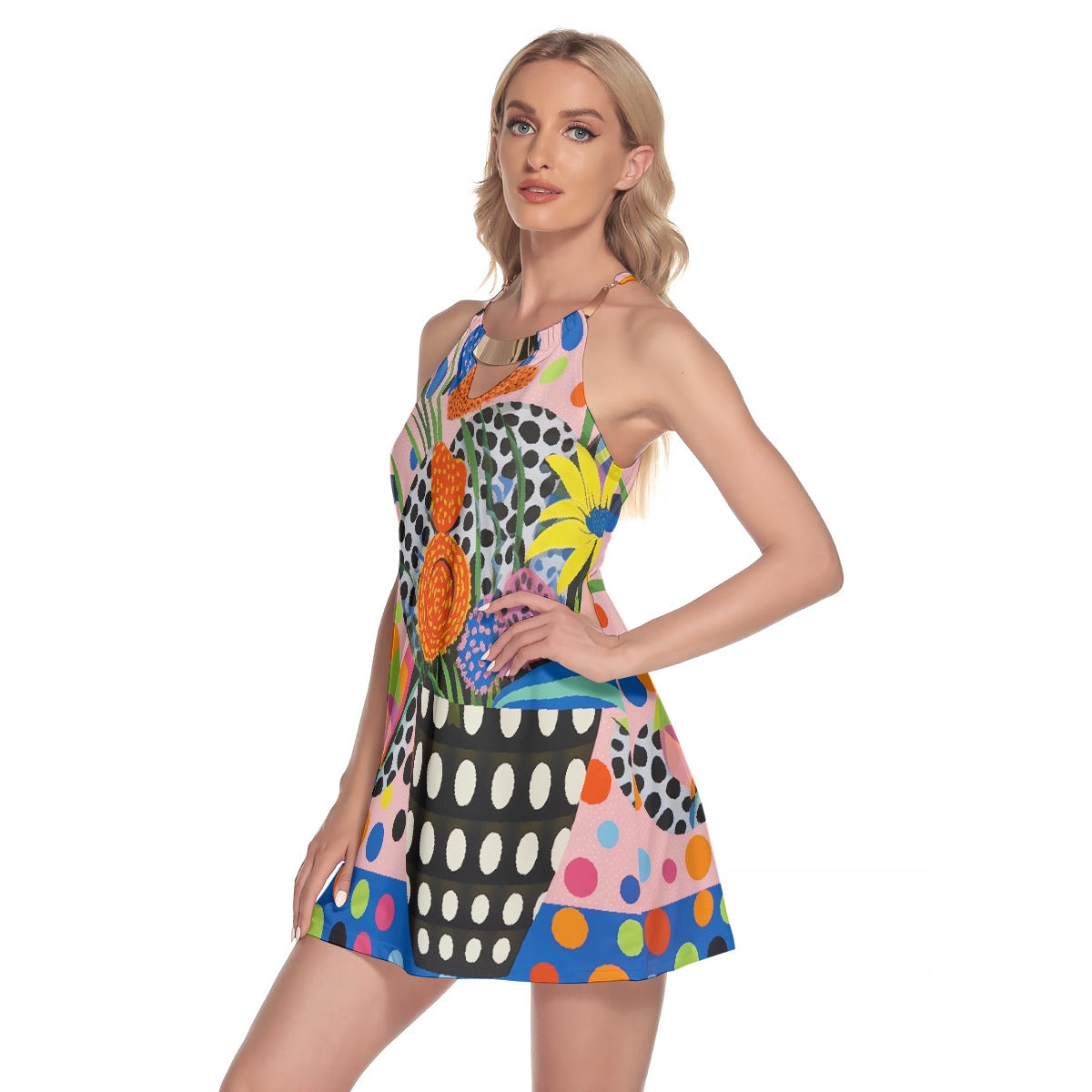 All-Over Print Women's Round Neck Above Knee Dress