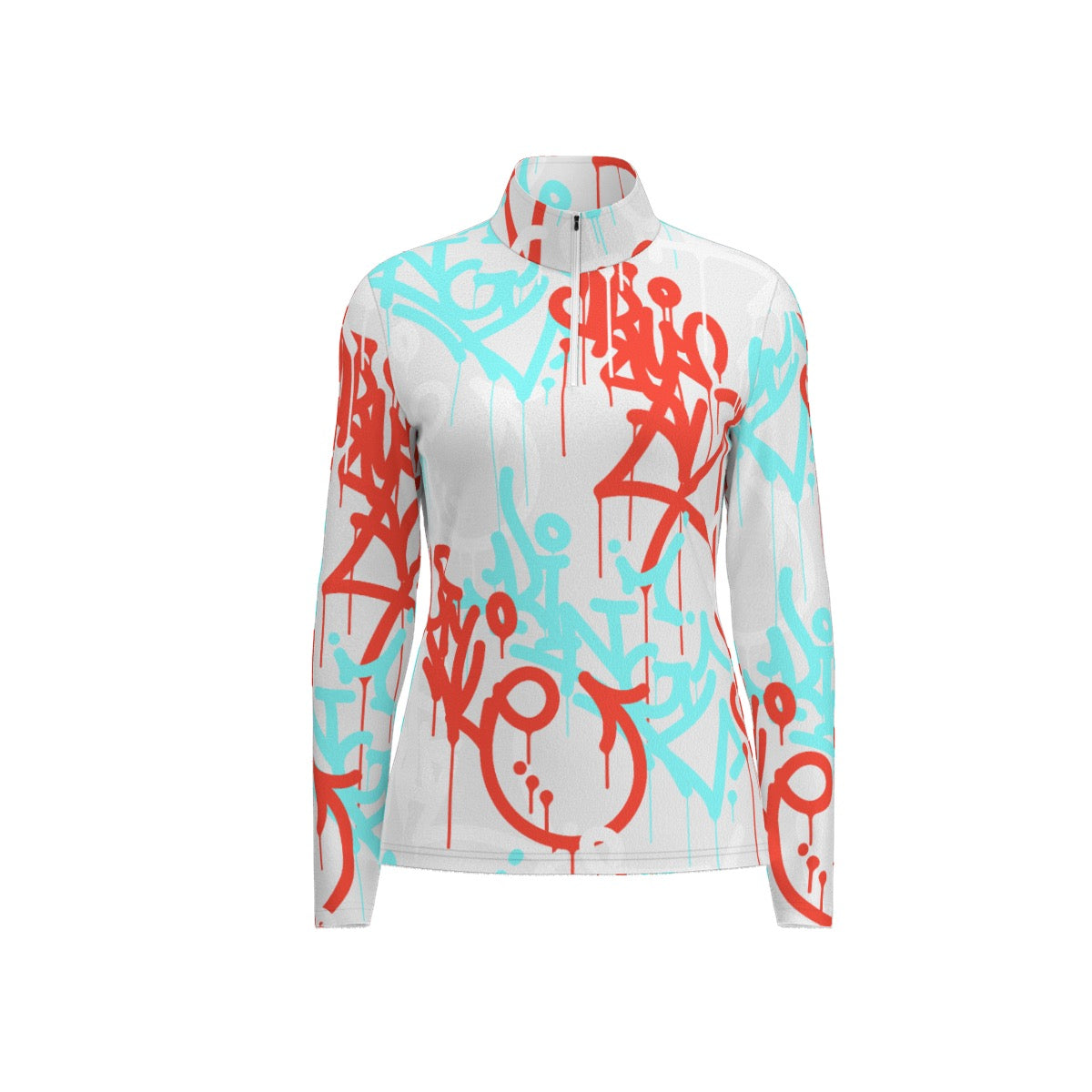 All-Over Print Women's Sports Collar Jersey With Long Sleeve