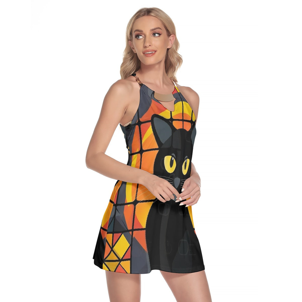 All-Over Print Women's Round Neck Above Knee Dress