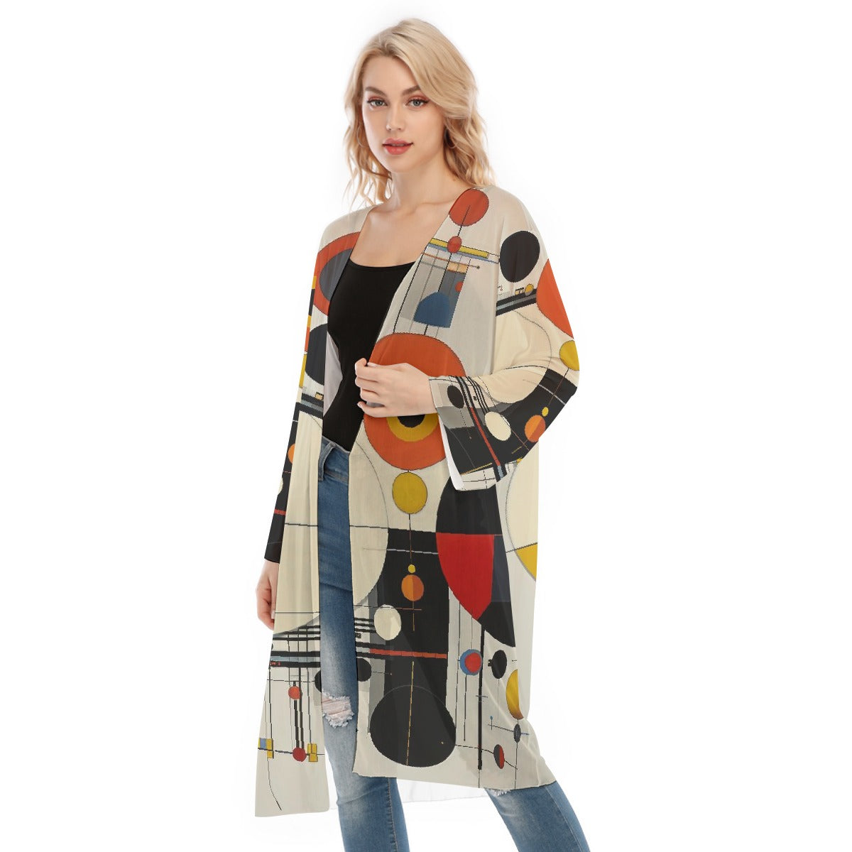 All- Over Print Women's Long Sleeve Mesh Cardigan