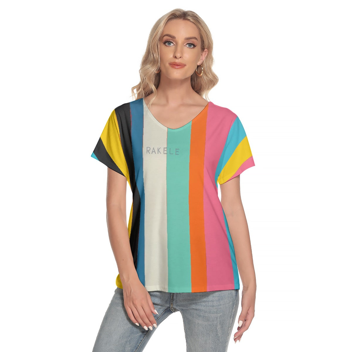 All-Over Print Women's Loose V-neck Short Sleeve T-shirt