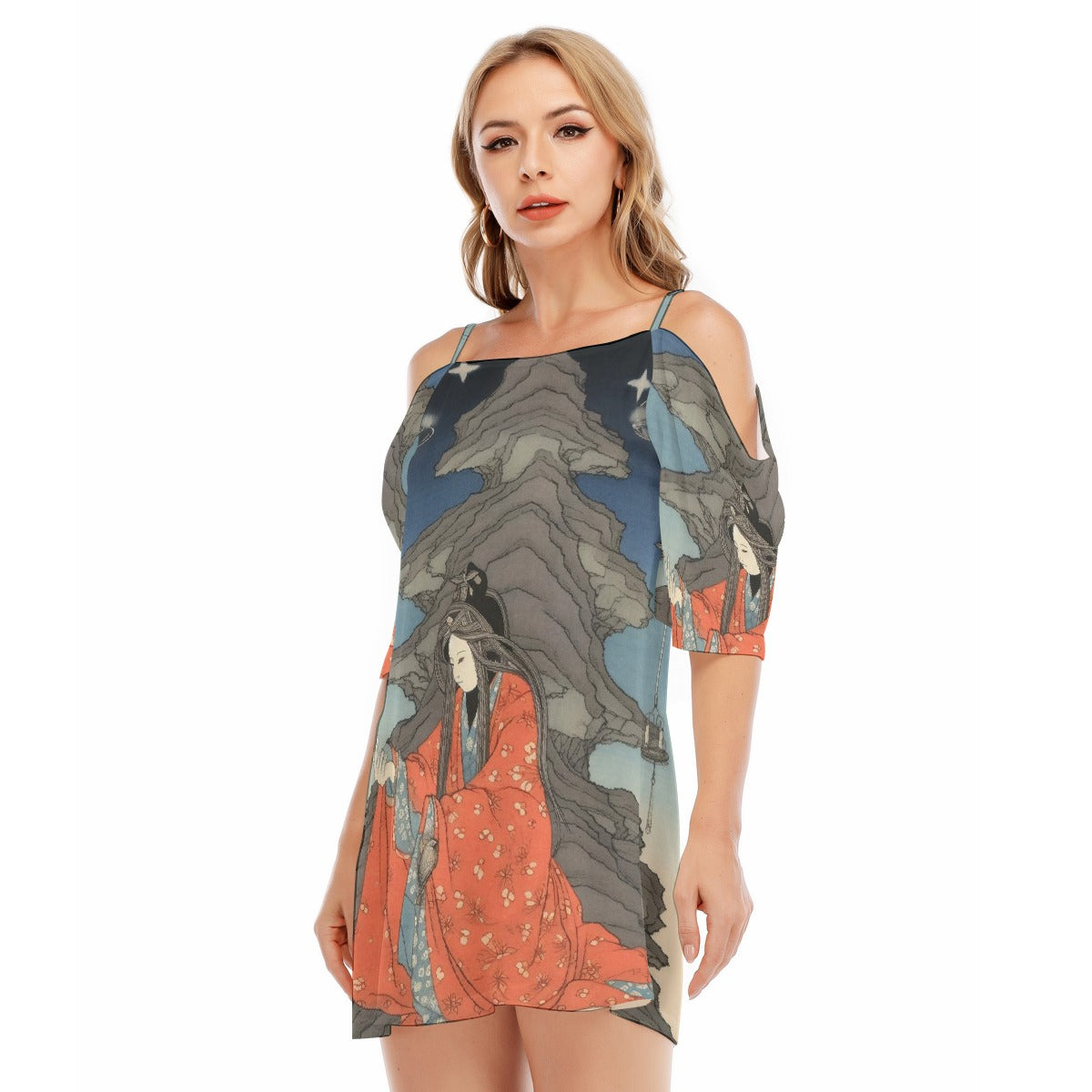 All-Over Print Women's Off-shoulder Cami Dress