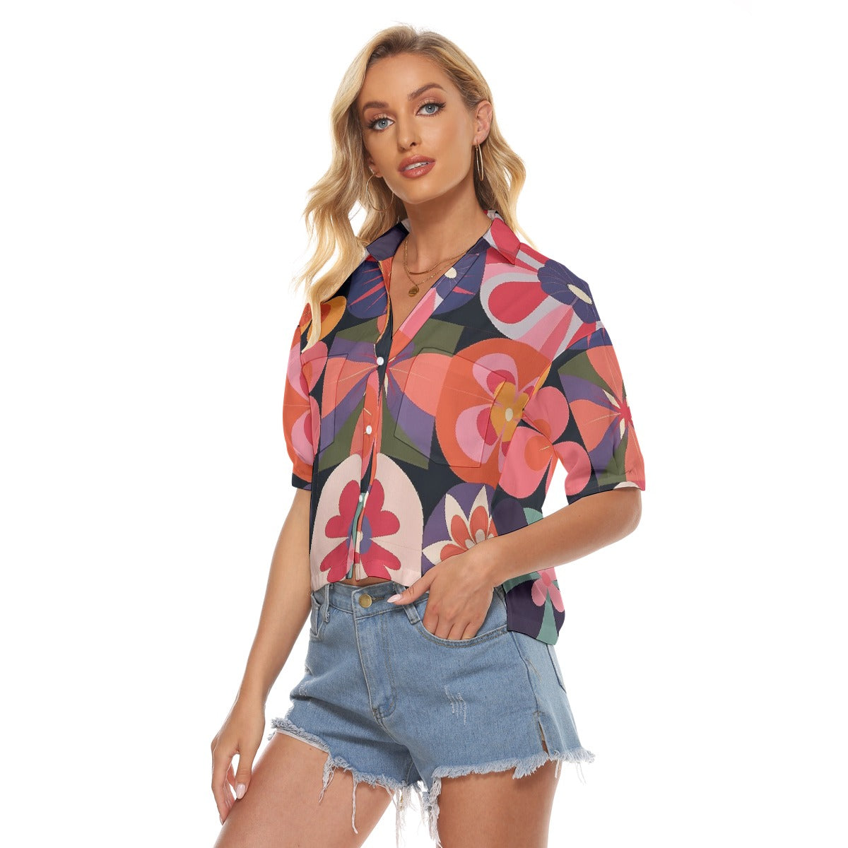 All-Over Print Women's V-neck Shirts