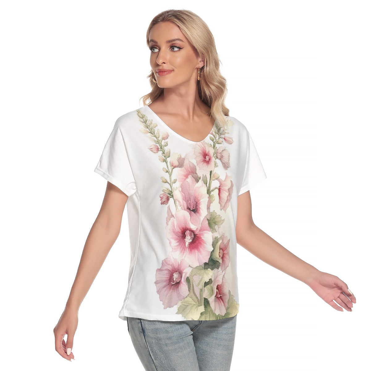 All-Over Print Women's Loose V-neck Short Sleeve T-shirt