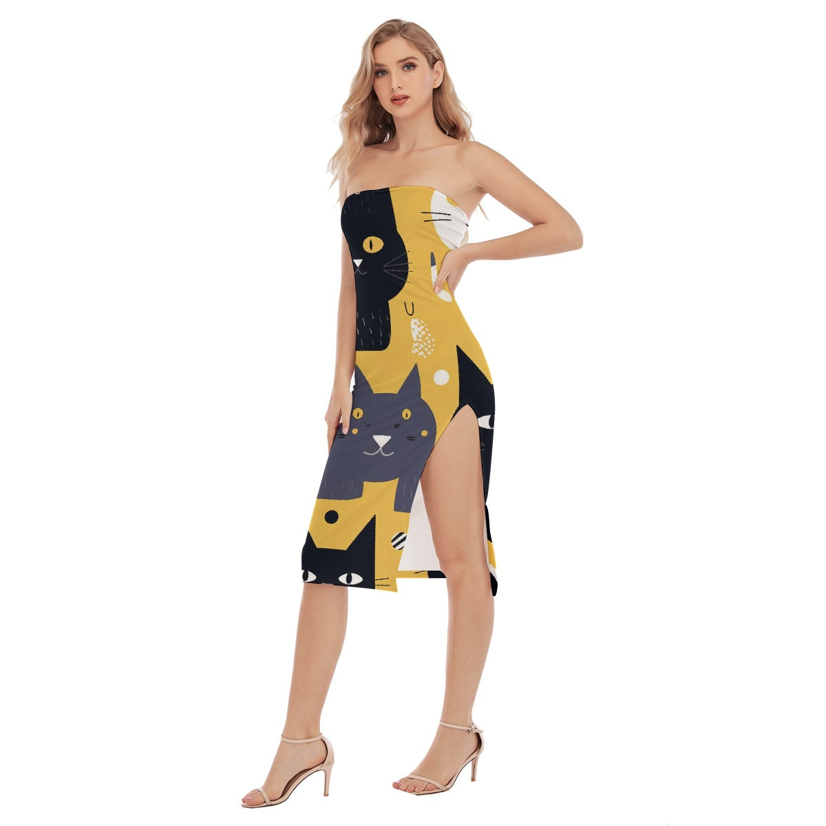 All-Over Print Women's Side Split Tube Top Dress