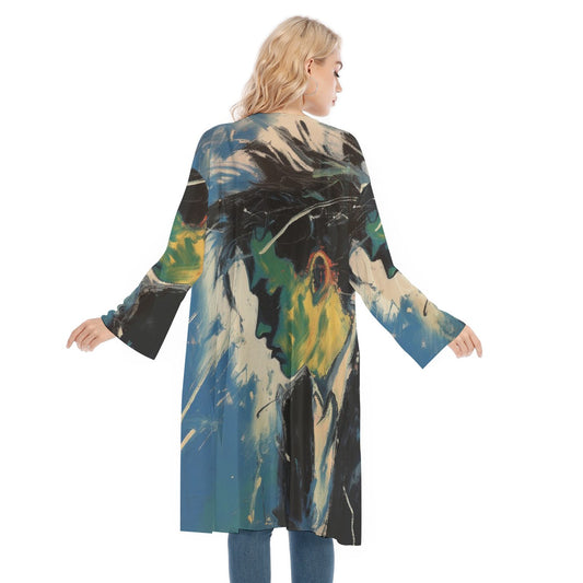 All- Over Print Women's Long Sleeve Mesh Cardigan